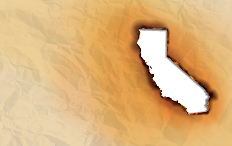 california map burnt by fire