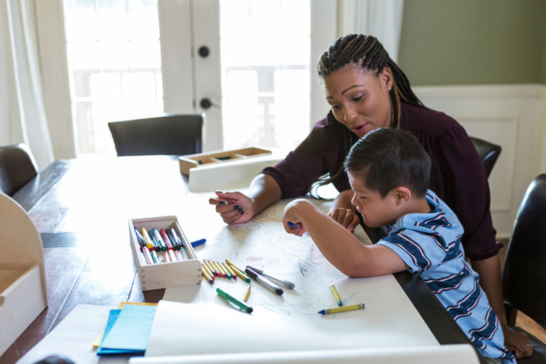 child social work at desk