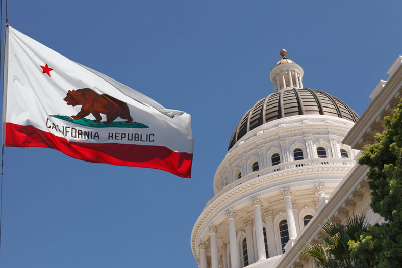 california capital building and flag
