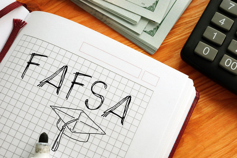 fafsa written in notebook