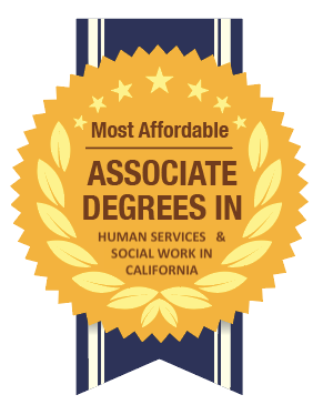 MOST AFFORDABLE ASSOCIATE DEGREES IN SOCIAL WORK IN CALIFORNIA BADGE
