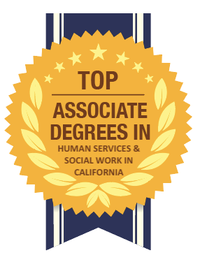 badge for top associate degrees in social work in california